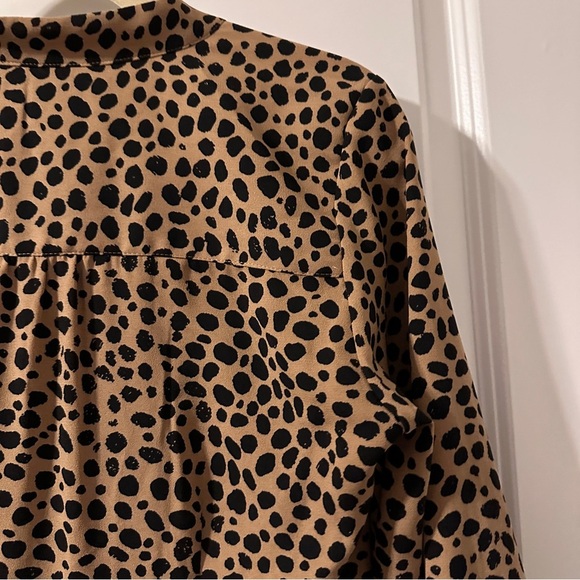 Gibson Latimer Beige Leopard Print Neck Tie Dress Women’s Size 6 EUC Classic - Picture 13 of 16